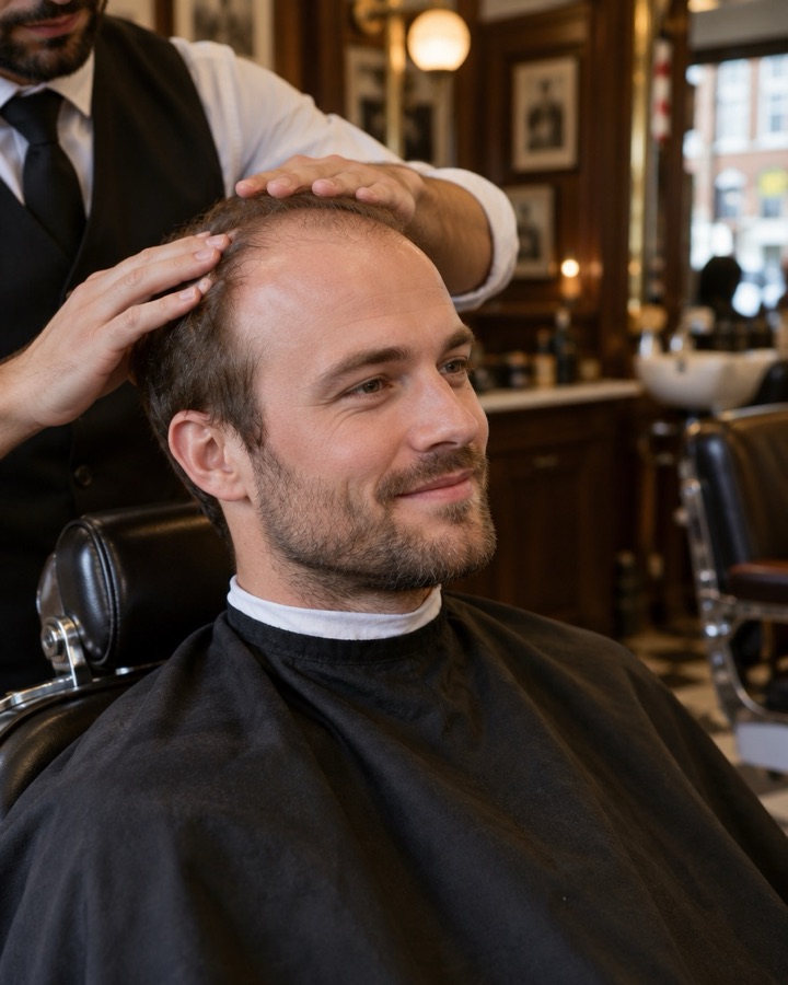 A man in a barber's chair